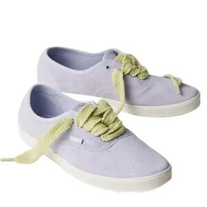 VANS men’s Lavender Canvas Suede Sneakers Lowpro fat lace lime Size 7.5